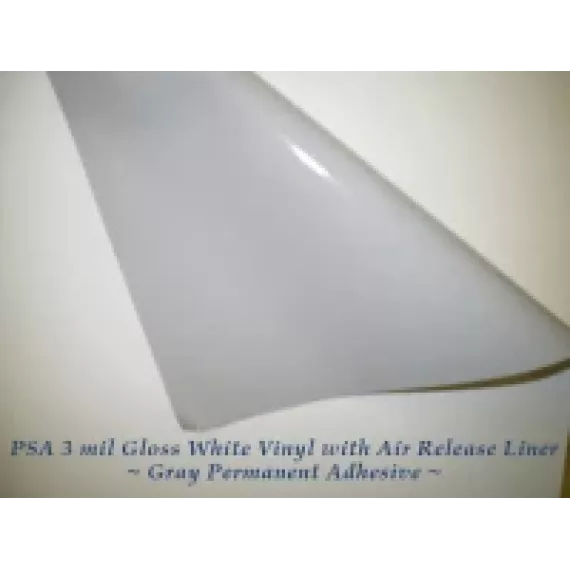 Kapco® 3 Mil Calendered Gloss White Vinyl - Permanent Gray Adhesive - 90 Pound Air Release Liner